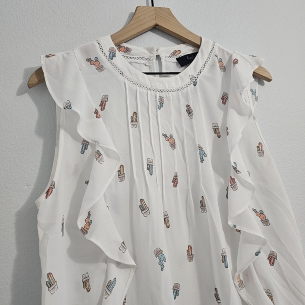 Lipslide • Cactus Print Ruffle Blouse - Picture 2 of 8